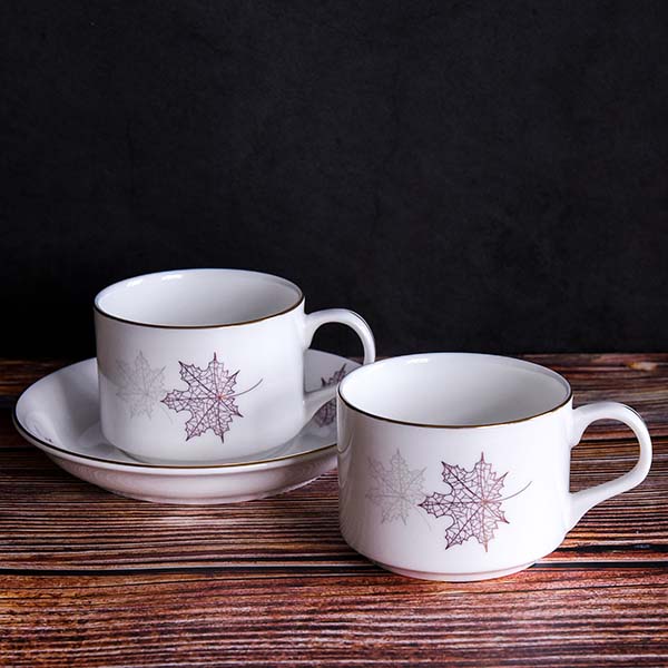 Austrian Style Maple Leaf Bone China Cup and Saucer