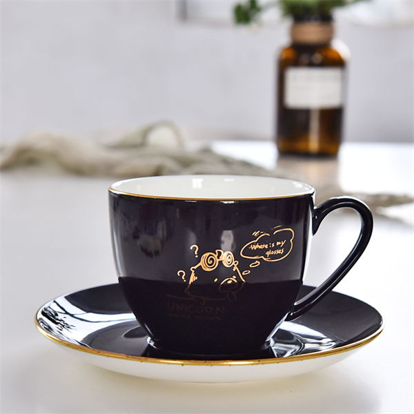 Color Glazed Bone China Coffee Cup and Saucer 1