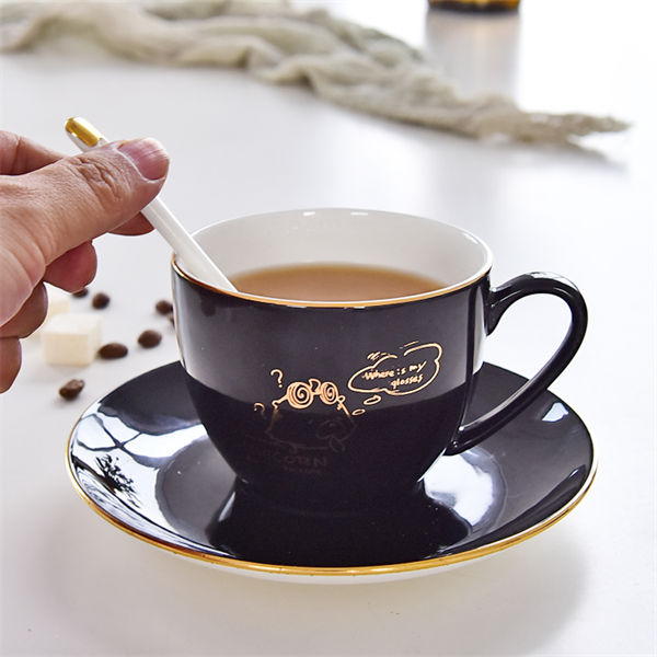 Color Glazed Bone China Coffee Cup and Saucer 1