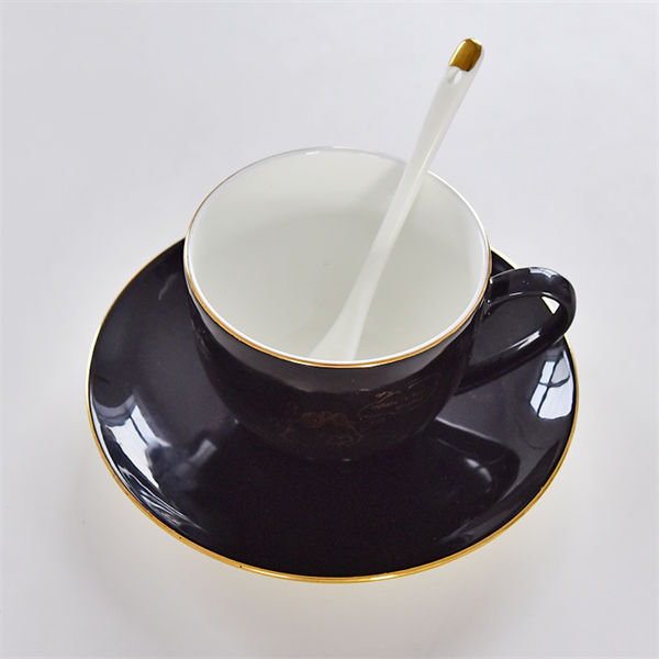 Color Glazed Bone China Coffee Cup and Saucer
