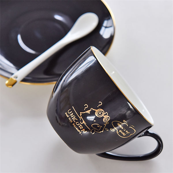 Color Glazed Bone China Coffee Cup and Saucer