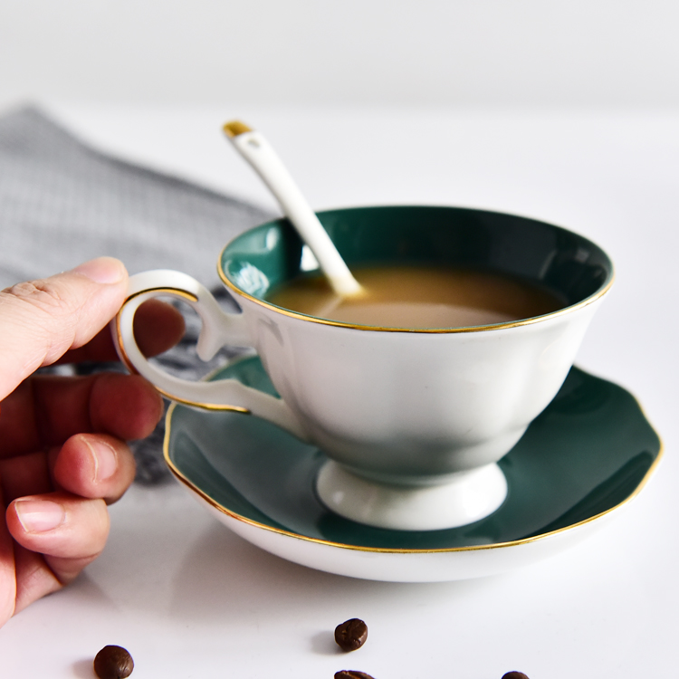 Color Glazed Bone China Cup And Saucer