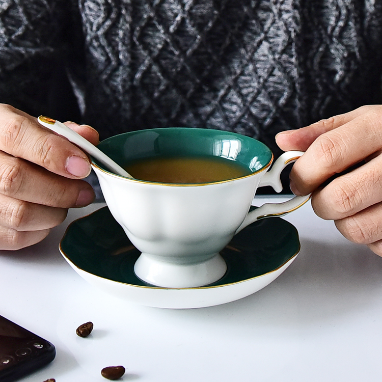 Color Glazed Bone China Cup And Saucer