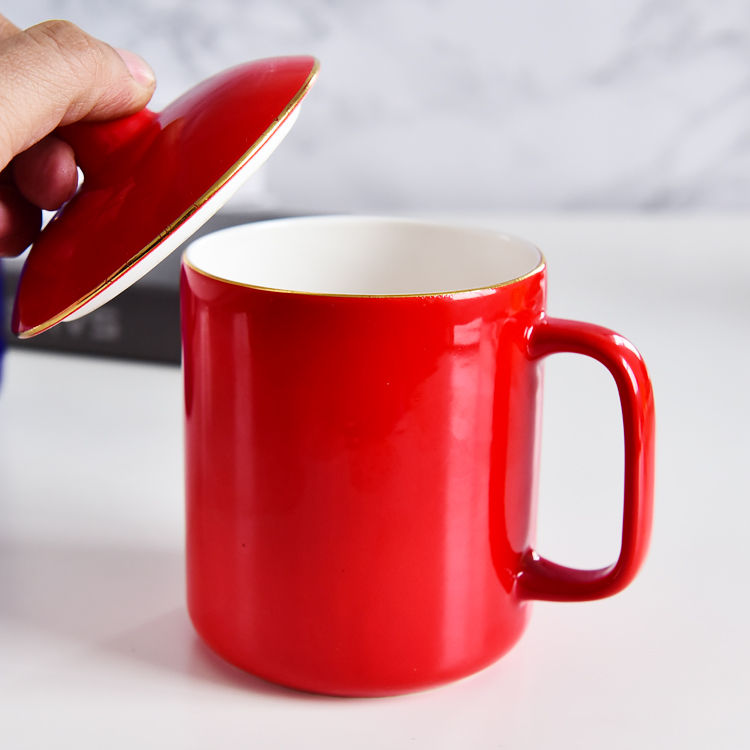 Color Glazed Bone China General Covered Cup