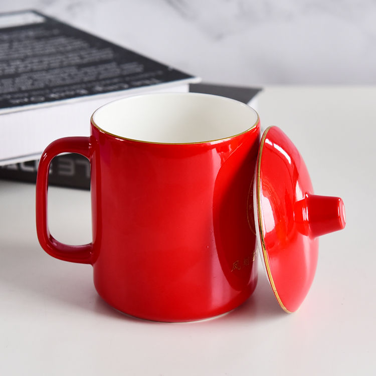 Color Glazed Bone China General Covered Cup