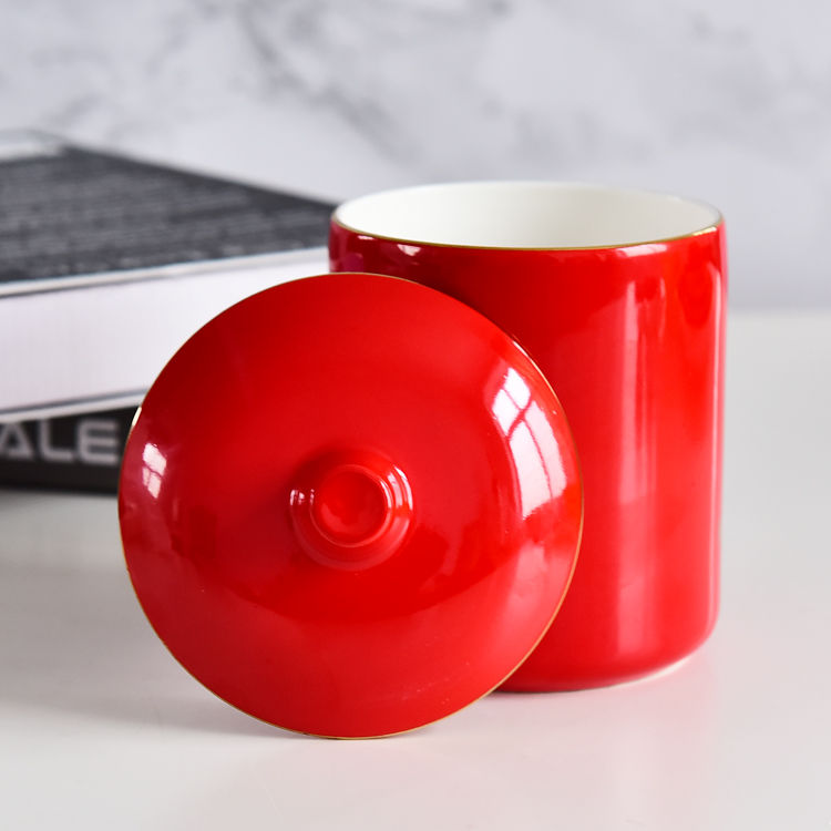 Color Glazed Bone China General Covered Cup
