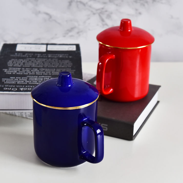 Color Glazed Bone China General Covered Cup