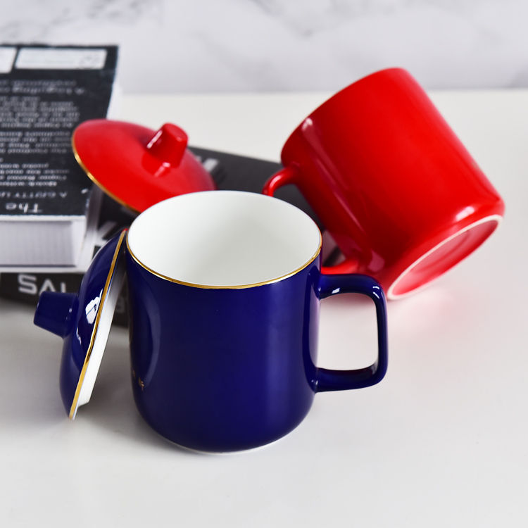 Color Glazed Bone China General Covered Cup