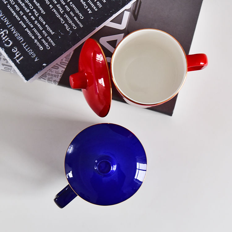 Color Glazed Bone China General Covered Cup