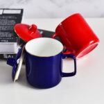 Color Glazed Bone China General Covered Cup