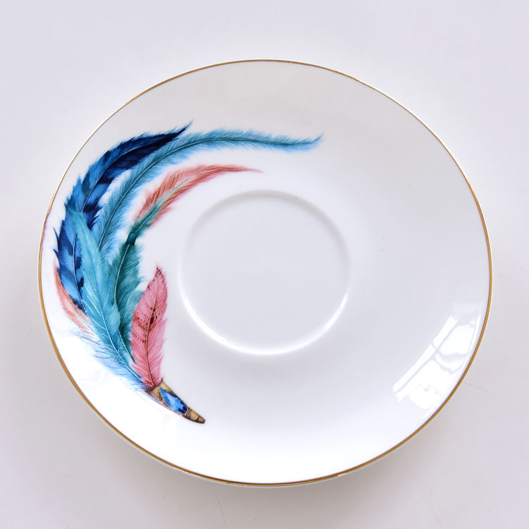 Feather Bone China Gold Foil Cup and Saucer