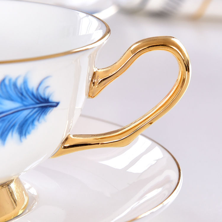 Feather Bone China Gold Foil Cup and Saucer