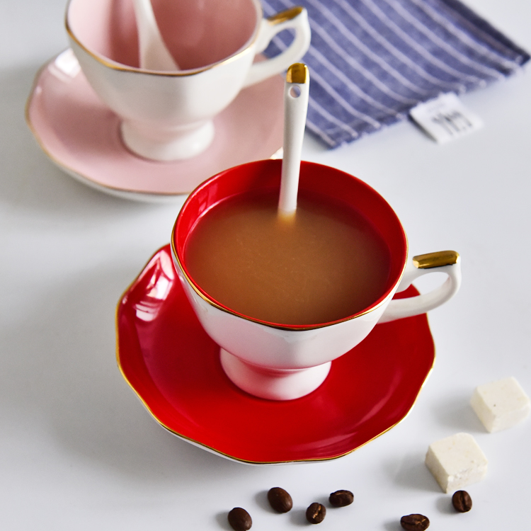 German Style Color Glazed Bone China Cup and Saucer
