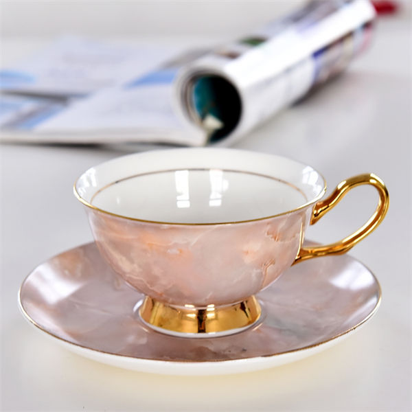 Gold Foil Bone China Cup and Saucer