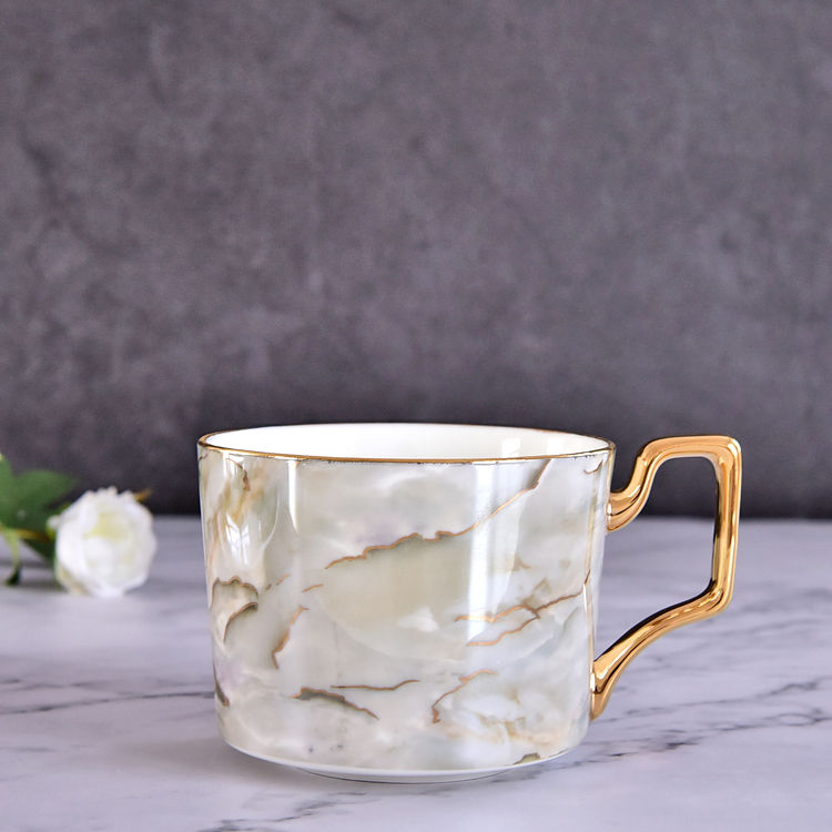 Marble Grain Bone China Cup and Saucer