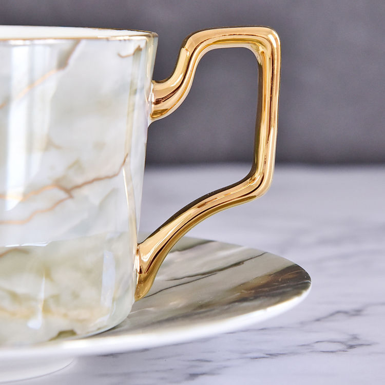 Marble Grain Bone China Cup and Saucer