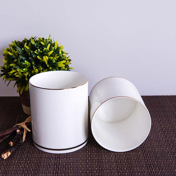 No Handle Golden Rimmed Bone China Cup