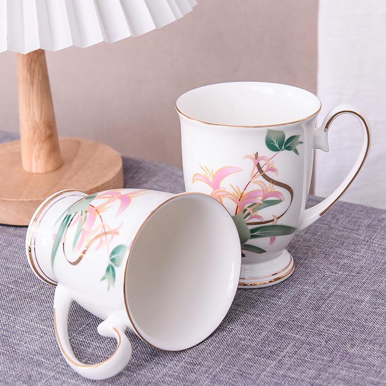 Pink Honeysuckle Bone China Cup