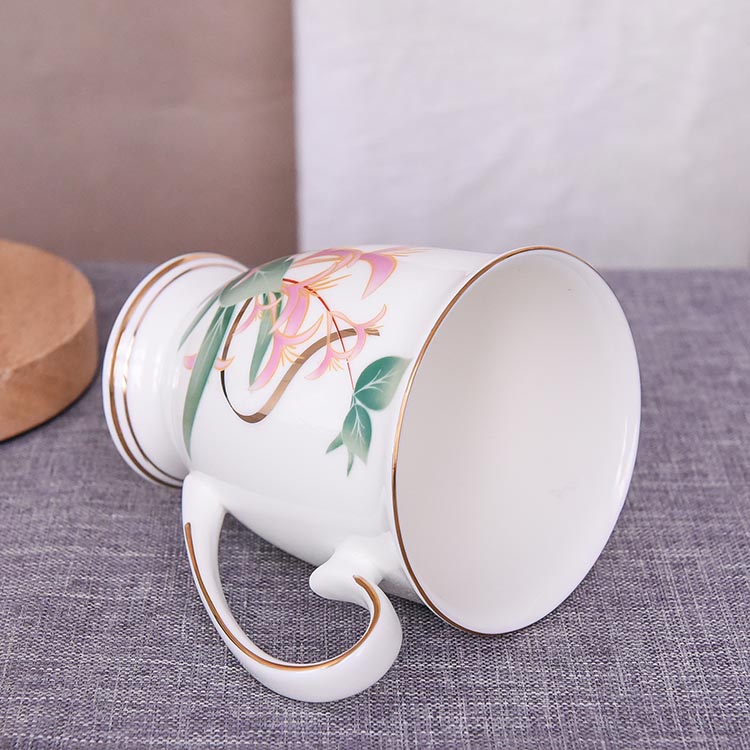 Pink Honeysuckle Bone China Cup