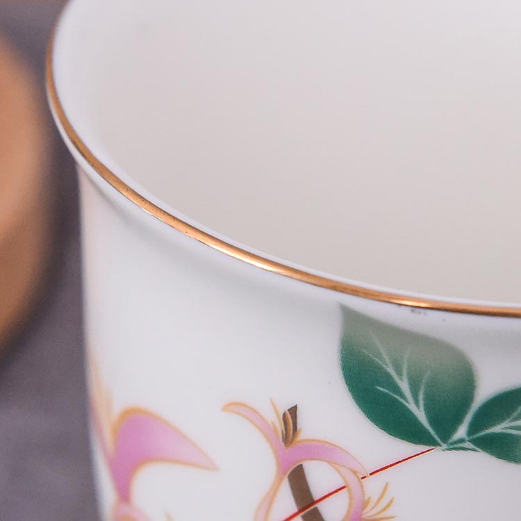Pink Honeysuckle Bone China Cup