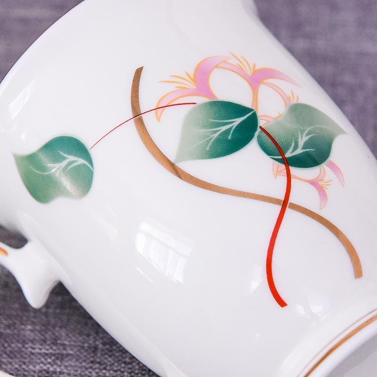 Pink Honeysuckle Bone China Cup