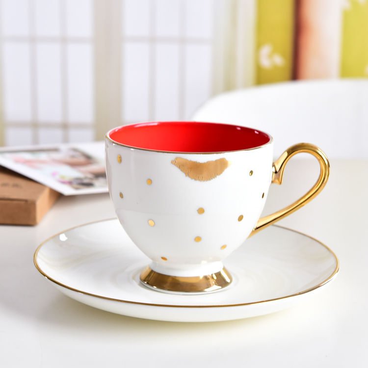 Red Lip Bone China Cup and Saucer
