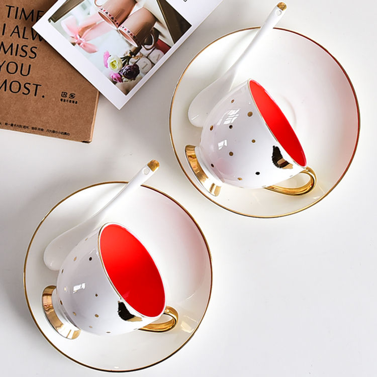 Red Lip Bone China Cup and Saucer