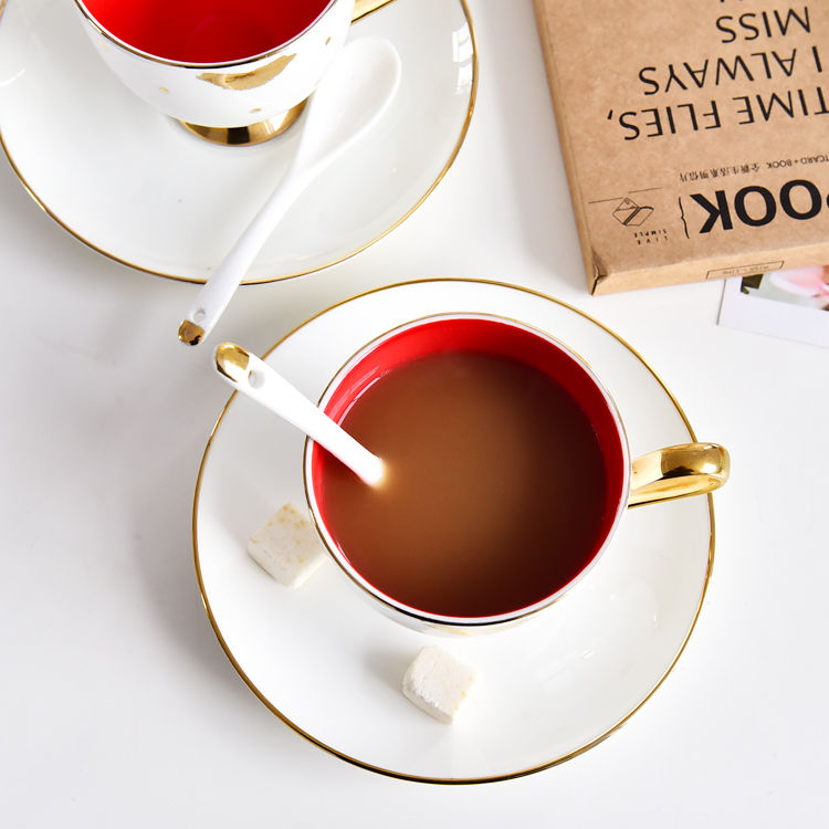 Red Lip Bone China Cup and Saucer