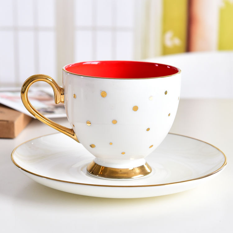 Red Lip Bone China Cup and Saucer