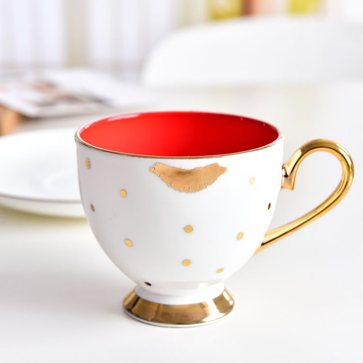 Red Lip Bone China Cup and Saucer