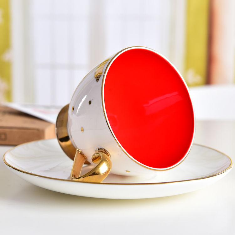Red Lip Bone China Cup and Saucer