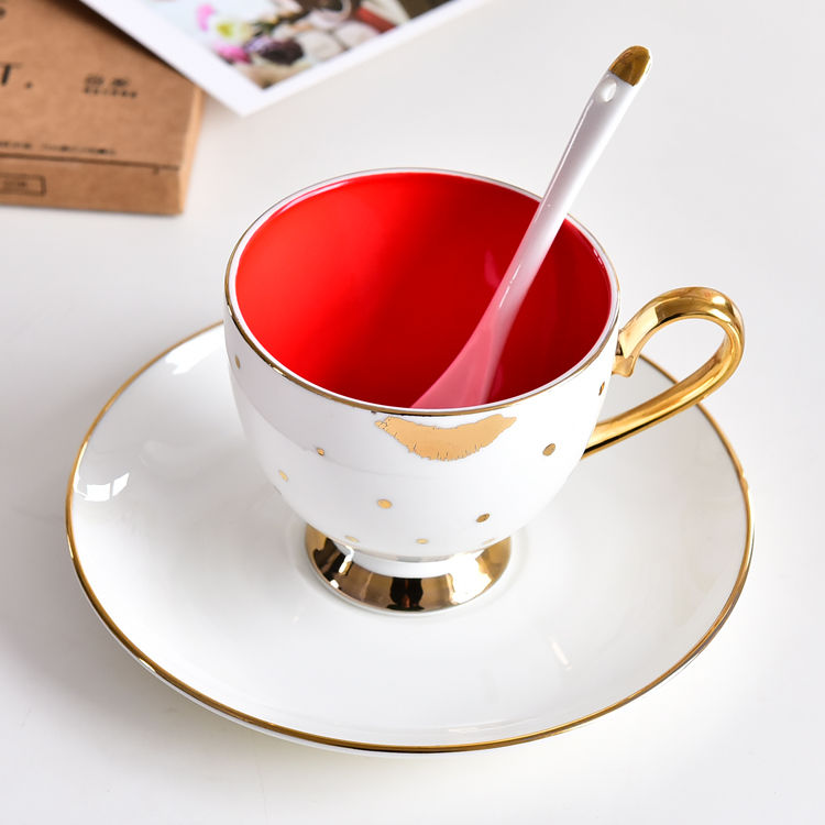 Red Lip Bone China Cup and Saucer