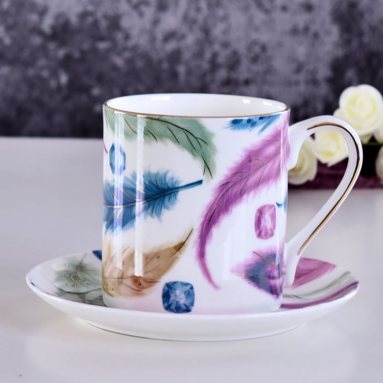 Vivid Colors Bone China Cup and Saucer