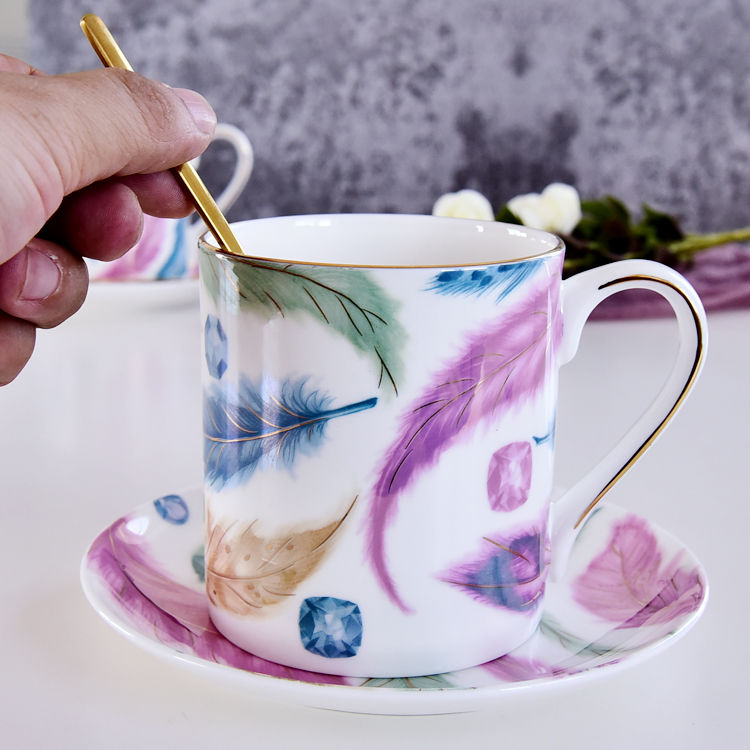 Vivid Colors Bone China Cup and Saucer