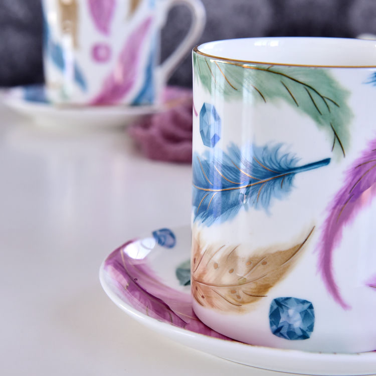 Vivid Colors Bone China Cup and Saucer