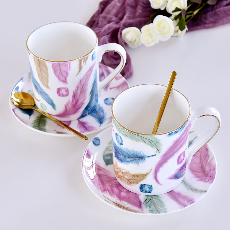 Vivid Colors Bone China Cup and Saucer