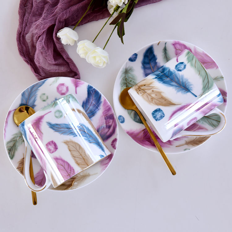 Vivid Colors Bone China Cup and Saucer