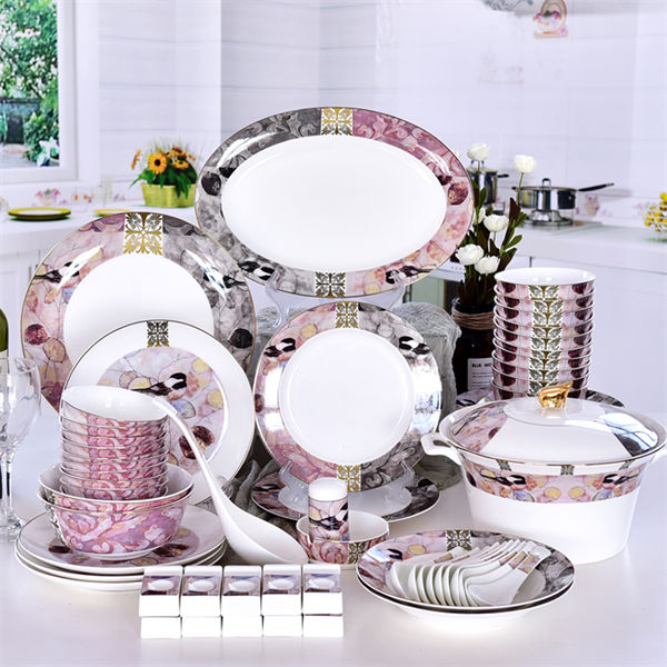 52-piece Pink Beauty Bone China Dinnerware