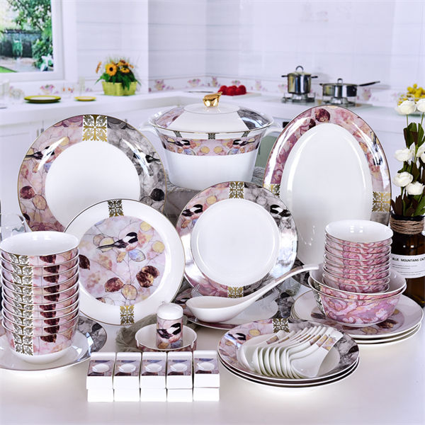 52-piece Pink Beauty Bone China Dinnerware