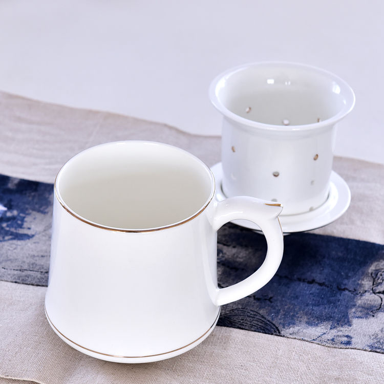 Baichuan Bone China Tea Strainer Covered Cup