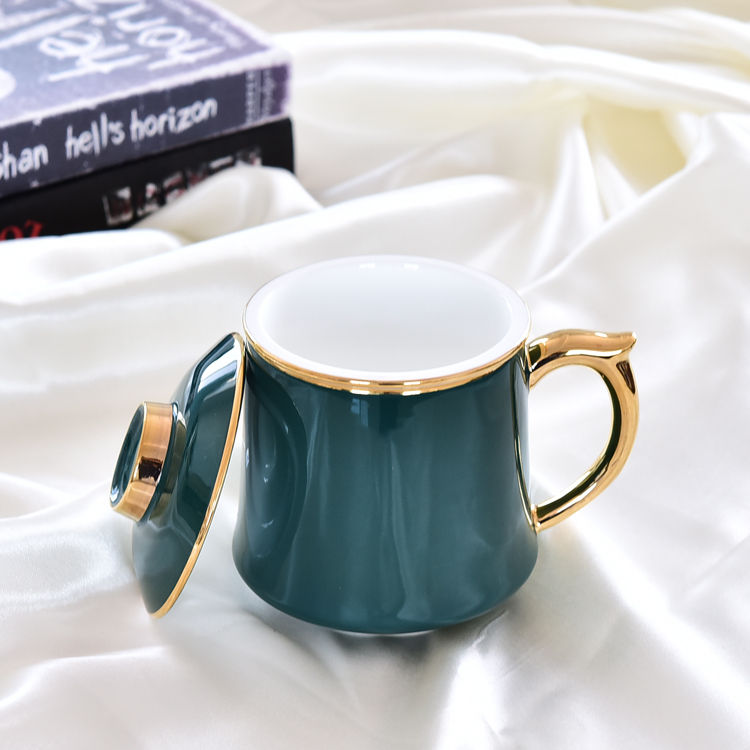 Baichuan Green Bone China Tea Strainer Covered Cup