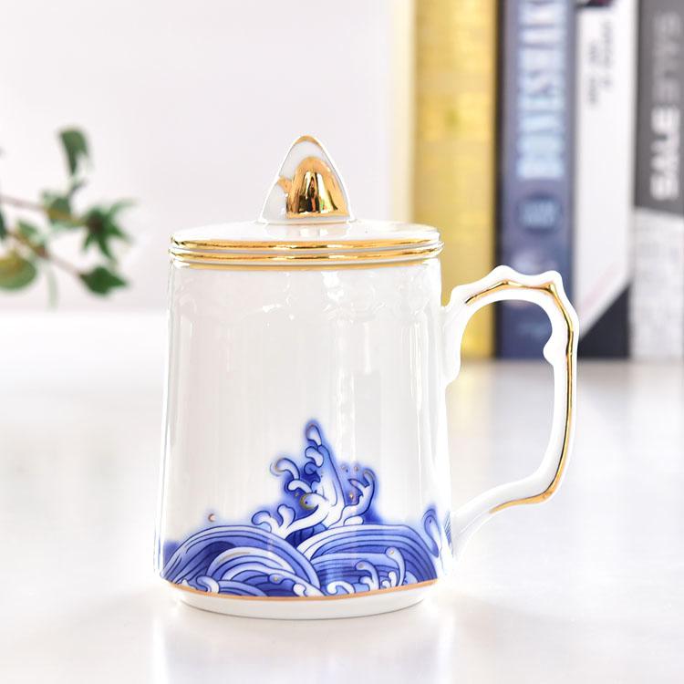 Between Mountains and Rivers Bone China Tea Strainer Covered Cup