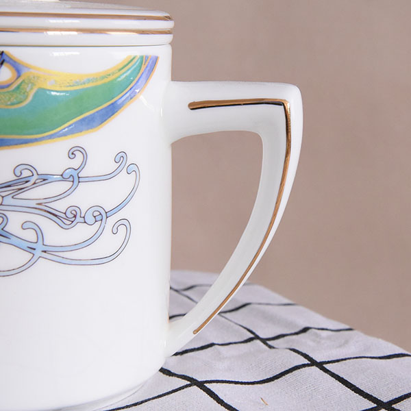 Blue Phoenix Bone China Tea Strainer Covered Cup