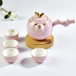 Colorful Kung Fu Dry Brewing Travel Side Handle Bone China Teapot Suit