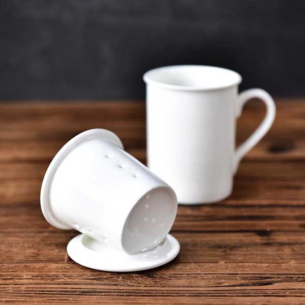 Customizable White Bone China Tea Strainer Cup