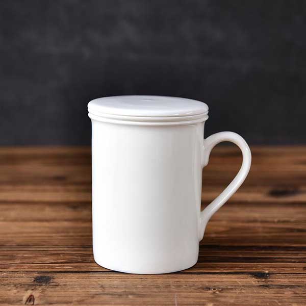 Customizable White Bone China Tea Strainer Cup