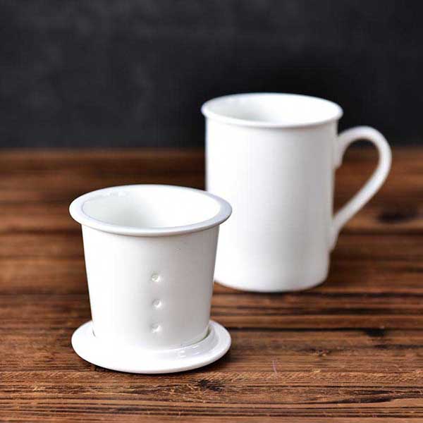 Customizable White Bone China Tea Strainer Cup