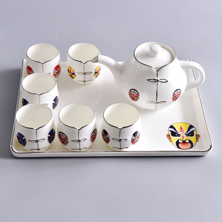 Face Painting Tang Suit Bone China Tea Set