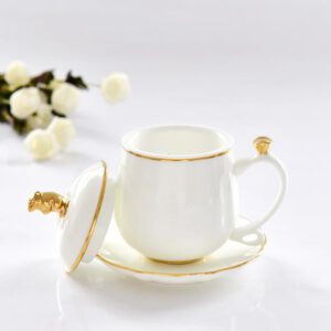 Golden Mouse Bone China Tea Strainer Covered Cup