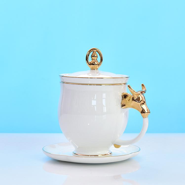 Golden Ox Bone China Tea Strainer Covered Cup